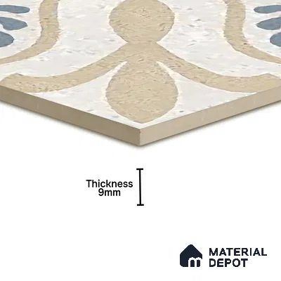 Moroccan Floor & Wall Tile TL 06061 B Omega Decor 200 x 200 mm Vitrified Matte Finish - 9 mm | Ideal For Living Room, Bathroom, Kitchen | 2 mm Spacer is Mandatory | Please Expect a Slight Variation of Pattern (Sample)