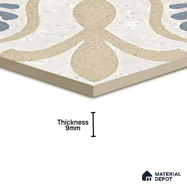 Moroccan Floor & Wall Tile TL 06061 B Omega Decor 200 x 200 mm Vitrified Matte Finish - 9 mm | Ideal For Living Room, Bathroom, Kitchen | 2 mm Spacer is Mandatory | Please Expect a Slight Variation of Pattern (Sample)