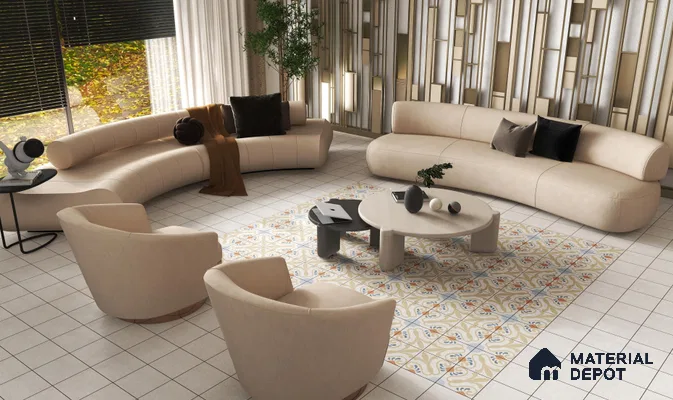 Subway Floor & Wall Tile TL 06061 Omega Plain 200 x 200 mm Vitrified Matte Finish - 9 mm | Ideal For Bathroom, Kitchen | 2 mm Spacer is Mandatory | Please Expect a Slight Variation of Pattern (Sample)