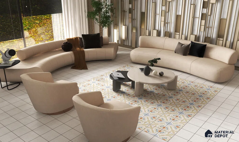 Subway Floor & Wall Tile TL 06061 Omega Plain 200 x 200 mm Vitrified Matte Finish - 9 mm | Ideal For Bathroom, Kitchen | 2 mm Spacer is Mandatory | Please Expect a Slight Variation of Pattern (Sample)