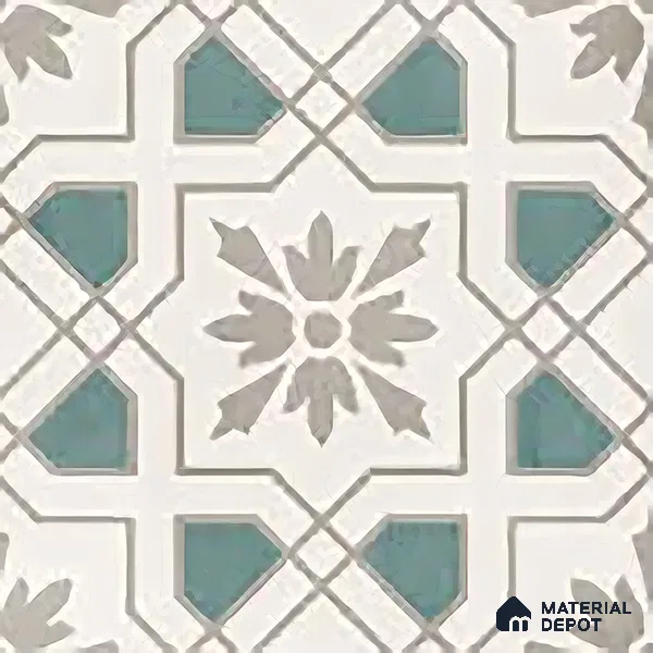 Moroccan Floor & Wall Tile TL 06067 B Tessera Decor 200 x 200 mm Vitrified Matte Finish - 9 mm | Ideal For Living Room, Bathroom, Kitchen | 2 mm Spacer is Mandatory | Please Expect a Slight Variation of Pattern (Sample)