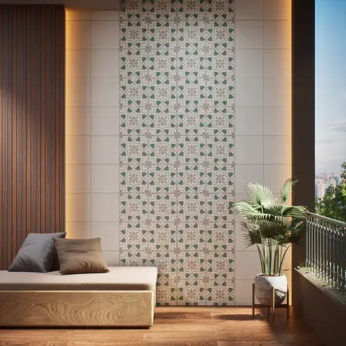 Moroccan Floor & Wall Tile TL 06067 B Tessera Decor 200 x 200 mm Vitrified Matte Finish - 9 mm | Ideal For Living Room, Bathroom, Kitchen | 2 mm Spacer is Mandatory | Please Expect a Slight Variation of Pattern