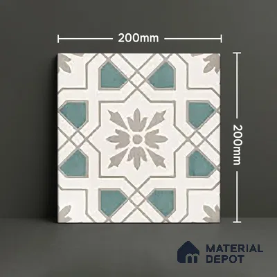 Moroccan Floor & Wall Tile TL 06067 B Tessera Decor 200 x 200 mm Vitrified Matte Finish - 9 mm | Ideal For Living Room, Bathroom, Kitchen | 2 mm Spacer is Mandatory | Please Expect a Slight Variation of Pattern (Sample)