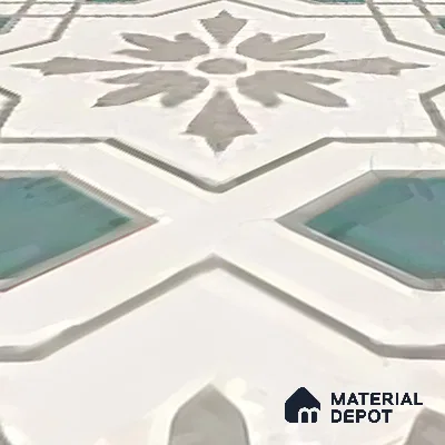 Moroccan Floor & Wall Tile TL 06067 B Tessera Decor 200 x 200 mm Vitrified Matte Finish - 9 mm | Ideal For Living Room, Bathroom, Kitchen | 2 mm Spacer is Mandatory | Please Expect a Slight Variation of Pattern (Sample)