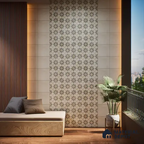 Moroccan Floor & Wall Tile TL 06070 B Vector Decor 200 x 200 mm Vitrified Matte Finish - 9 mm | Ideal For Living Room, Bathroom, Kitchen | 2 mm Spacer is Mandatory | Please Expect a Slight Variation of Pattern