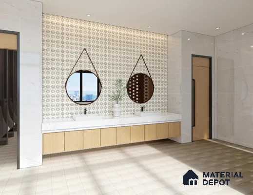 Subway Floor & Wall Tile TL 06070 Vector Plain 200 x 200 mm Vitrified Matte Finish - 9 mm | Ideal For Bathroom, Kitchen | 2 mm Spacer is Mandatory | Please Expect a Slight Variation of Pattern (Sample)