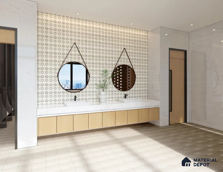 Subway Floor & Wall Tile TL 06070 Vector Plain 200 x 200 mm Vitrified Matte Finish - 9 mm | Ideal For Bathroom, Kitchen | 2 mm Spacer is Mandatory | Please Expect a Slight Variation of Pattern (Sample)