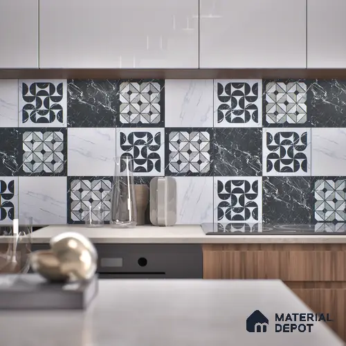 Subway Moroccan Wall & Floor Tile TL 05253 Aged Marblite 8 x 8 inch Vitrified Matte Finish - 8 mm | 43 Random Faces | Suitable for Accent / Feature Walls, Bathroom, Kitchen Wall & Backsplashes | Please Expect a Slight Variation of Pattern