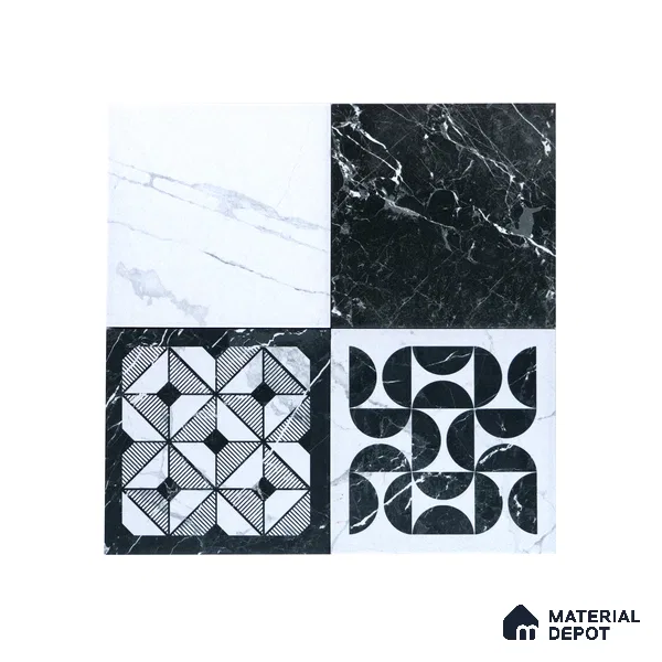 Subway Moroccan Wall & Floor Tile TL 05253 Aged Marblite 8 x 8 inch Vitrified Matte Finish - 8 mm | 43 Random Faces | Suitable for Accent / Feature Walls, Bathroom, Kitchen Wall & Backsplashes | Please Expect a Slight Variation of Pattern (Sample)