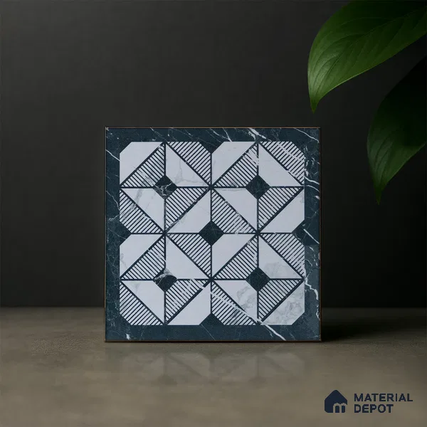 Subway Moroccan Wall & Floor Tile TL 05253 Aged Marblite 8 x 8 inch Vitrified Matte Finish - 8 mm | 43 Random Faces | Suitable for Accent / Feature Walls, Bathroom, Kitchen Wall & Backsplashes | Please Expect a Slight Variation of Pattern (Sample)