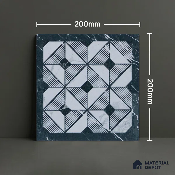 Subway Moroccan Wall & Floor Tile TL 05253 Aged Marblite 8 x 8 inch Vitrified Matte Finish - 8 mm | 43 Random Faces | Suitable for Accent / Feature Walls, Bathroom, Kitchen Wall & Backsplashes | Please Expect a Slight Variation of Pattern (Sample)