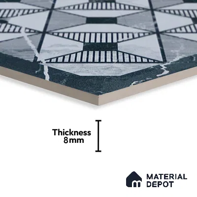 Subway Moroccan Wall & Floor Tile TL 05253 Aged Marblite 8 x 8 inch Vitrified Matte Finish - 8 mm | 43 Random Faces | Suitable for Accent / Feature Walls, Bathroom, Kitchen Wall & Backsplashes | Please Expect a Slight Variation of Pattern (Sample)