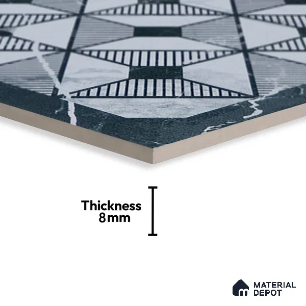 Subway Moroccan Wall & Floor Tile TL 05253 Aged Marblite 8 x 8 inch Vitrified Matte Finish - 8 mm | 43 Random Faces | Suitable for Accent / Feature Walls, Bathroom, Kitchen Wall & Backsplashes | Please Expect a Slight Variation of Pattern (Sample)