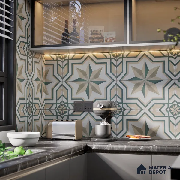 Subway Moroccan Wall & Floor Tile TL 05240 Alpana Silvia Carte 8 x 8 inch Vitrified Matte Finish - 8 mm | Suitable for Accent / Feature Walls, Bathroom, Kitchen Wall & Backsplashes | Please Expect a Slight Variation of Pattern (Sample)