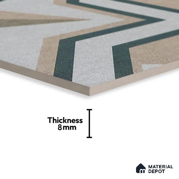Subway Moroccan Wall & Floor Tile TL 05240 Alpana Silvia Carte 8 x 8 inch Vitrified Matte Finish - 8 mm | Suitable for Accent / Feature Walls, Bathroom, Kitchen Wall & Backsplashes | Please Expect a Slight Variation of Pattern (Sample)