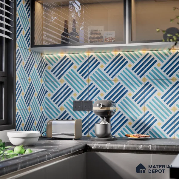 Subway Moroccan Wall & Floor Tile TL 05268 Angular Aegis 8 x 8 inch Vitrified Matte Finish - 8 mm | Suitable for Accent / Feature Walls, Bathroom, Kitchen Wall & Backsplashes | Please Expect a Slight Variation of Pattern