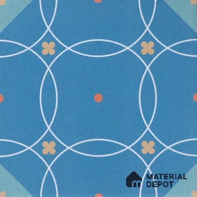 Subway Moroccan Wall & Floor Tile TL 05266 Blue Blossoms 8 x 8 inch Vitrified Matte Finish - 8 mm | Suitable for Accent / Feature Walls, Bathroom, Kitchen Wall & Backsplashes | Please Expect a Slight Variation of Pattern