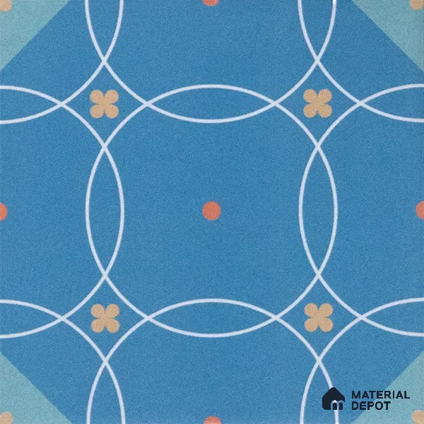 Subway Moroccan Wall & Floor Tile TL 05266 Blue Blossoms 8 x 8 inch Vitrified Matte Finish - 8 mm | Suitable for Accent / Feature Walls, Bathroom, Kitchen Wall & Backsplashes | Please Expect a Slight Variation of Pattern