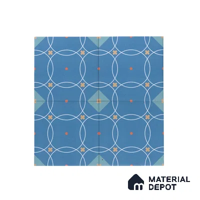 Subway Moroccan Wall & Floor Tile TL 05266 Blue Blossoms 8 x 8 inch Vitrified Matte Finish - 8 mm | Suitable for Accent / Feature Walls, Bathroom, Kitchen Wall & Backsplashes | Please Expect a Slight Variation of Pattern