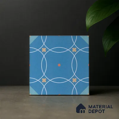Subway Moroccan Wall & Floor Tile TL 05266 Blue Blossoms 8 x 8 inch Vitrified Matte Finish - 8 mm | Suitable for Accent / Feature Walls, Bathroom, Kitchen Wall & Backsplashes | Please Expect a Slight Variation of Pattern
