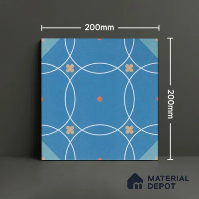 Subway Moroccan Wall & Floor Tile TL 05266 Blue Blossoms 8 x 8 inch Vitrified Matte Finish - 8 mm | Suitable for Accent / Feature Walls, Bathroom, Kitchen Wall & Backsplashes | Please Expect a Slight Variation of Pattern
