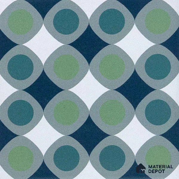 Subway Moroccan Wall & Floor Tile TL 05267 Circular Ferns 8 x 8 inch Vitrified Matte Finish - 8 mm | Suitable for Accent / Feature Walls, Bathroom, Kitchen Wall & Backsplashes | Please Expect a Slight Variation of Pattern (Sample)