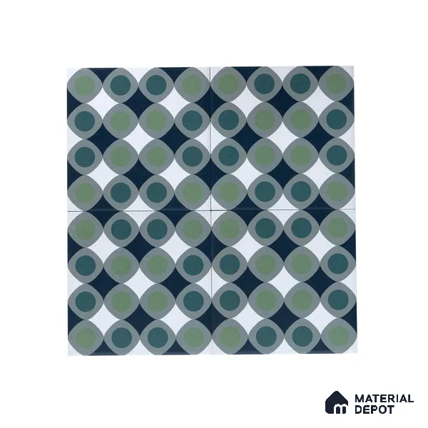 Subway Moroccan Wall & Floor Tile TL 05267 Circular Ferns 8 x 8 inch Vitrified Matte Finish - 8 mm | Suitable for Accent / Feature Walls, Bathroom, Kitchen Wall & Backsplashes | Please Expect a Slight Variation of Pattern (Sample)
