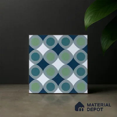 Subway Moroccan Wall & Floor Tile TL 05267 Circular Ferns 8 x 8 inch Vitrified Matte Finish - 8 mm | Suitable for Accent / Feature Walls, Bathroom, Kitchen Wall & Backsplashes | Please Expect a Slight Variation of Pattern (Sample)