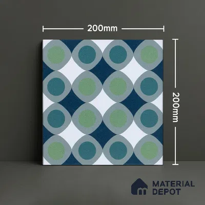Subway Moroccan Wall & Floor Tile TL 05267 Circular Ferns 8 x 8 inch Vitrified Matte Finish - 8 mm | Suitable for Accent / Feature Walls, Bathroom, Kitchen Wall & Backsplashes | Please Expect a Slight Variation of Pattern (Sample)
