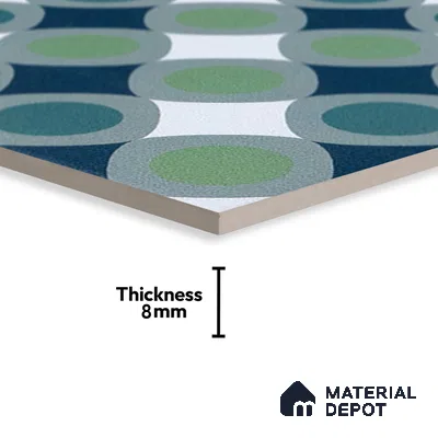 Subway Moroccan Wall & Floor Tile TL 05267 Circular Ferns 8 x 8 inch Vitrified Matte Finish - 8 mm | Suitable for Accent / Feature Walls, Bathroom, Kitchen Wall & Backsplashes | Please Expect a Slight Variation of Pattern (Sample)