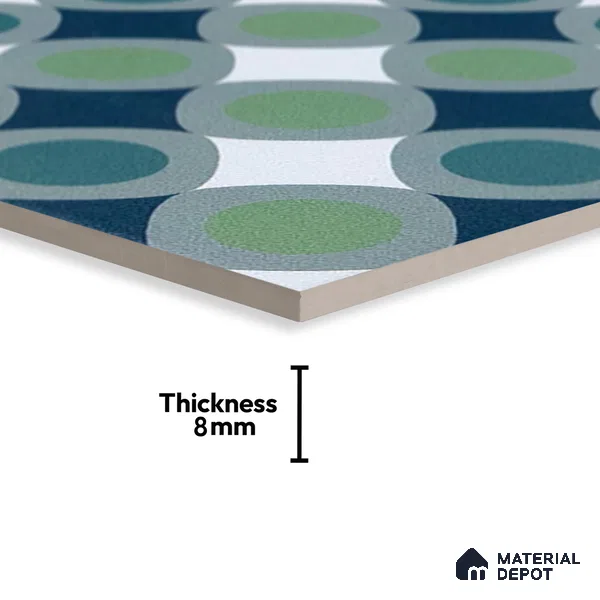 Subway Moroccan Wall & Floor Tile TL 05267 Circular Ferns 8 x 8 inch Vitrified Matte Finish - 8 mm | Suitable for Accent / Feature Walls, Bathroom, Kitchen Wall & Backsplashes | Please Expect a Slight Variation of Pattern (Sample)