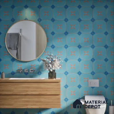 Subway Moroccan Wall & Floor Tile TL 05264 Cobalt Bloom 8 x 8 inch Vitrified Matte Finish - 8 mm | Suitable for Accent / Feature Walls, Bathroom, Kitchen Wall & Backsplashes | Please Expect a Slight Variation of Pattern (Sample)
