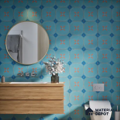 Subway Moroccan Wall & Floor Tile TL 05264 Cobalt Bloom 8 x 8 inch Vitrified Matte Finish - 8 mm | Suitable for Accent / Feature Walls, Bathroom, Kitchen Wall & Backsplashes | Please Expect a Slight Variation of Pattern