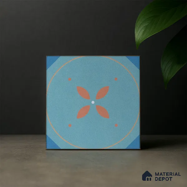 Subway Moroccan Wall & Floor Tile TL 05264 Cobalt Bloom 8 x 8 inch Vitrified Matte Finish - 8 mm | Suitable for Accent / Feature Walls, Bathroom, Kitchen Wall & Backsplashes | Please Expect a Slight Variation of Pattern (Sample)