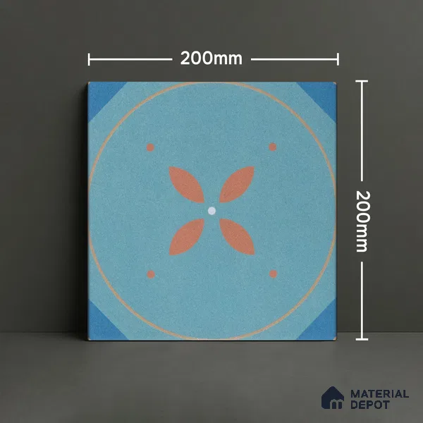 Subway Moroccan Wall & Floor Tile TL 05264 Cobalt Bloom 8 x 8 inch Vitrified Matte Finish - 8 mm | Suitable for Accent / Feature Walls, Bathroom, Kitchen Wall & Backsplashes | Please Expect a Slight Variation of Pattern (Sample)