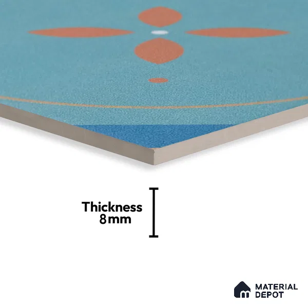 Subway Moroccan Wall & Floor Tile TL 05264 Cobalt Bloom 8 x 8 inch Vitrified Matte Finish - 8 mm | Suitable for Accent / Feature Walls, Bathroom, Kitchen Wall & Backsplashes | Please Expect a Slight Variation of Pattern (Sample)