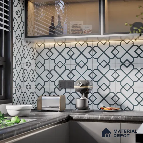 Subway Moroccan Wall & Floor Tile TL 05259 Crystal Spirts 8 x 8 inch Vitrified Matte Finish - 8 mm | Suitable for Accent / Feature Walls, Bathroom, Kitchen Wall & Backsplashes | Please Expect a Slight Variation of Pattern