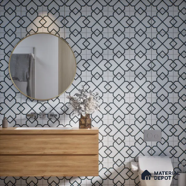 Subway Moroccan Wall & Floor Tile TL 05259 Crystal Spirts 8 x 8 inch Vitrified Matte Finish - 8 mm | Suitable for Accent / Feature Walls, Bathroom, Kitchen Wall & Backsplashes | Please Expect a Slight Variation of Pattern (Sample)