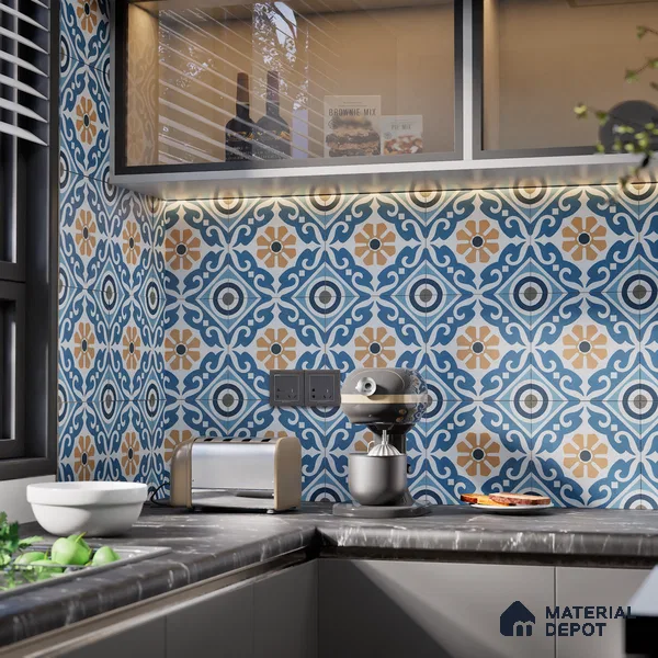 Subway Moroccan Wall & Floor Tile TL 05241 B Cuban Aspire Azul 8 x 8 inch Vitrified Matte Finish - 8 mm | Suitable for Accent / Feature Walls, Bathroom, Kitchen Wall & Backsplashes | Please Expect a Slight Variation of Pattern (Sample)