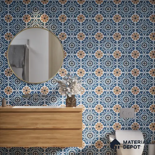 Subway Moroccan Wall & Floor Tile TL 05241 B Cuban Aspire Azul 8 x 8 inch Vitrified Matte Finish - 8 mm | Suitable for Accent / Feature Walls, Bathroom, Kitchen Wall & Backsplashes | Please Expect a Slight Variation of Pattern