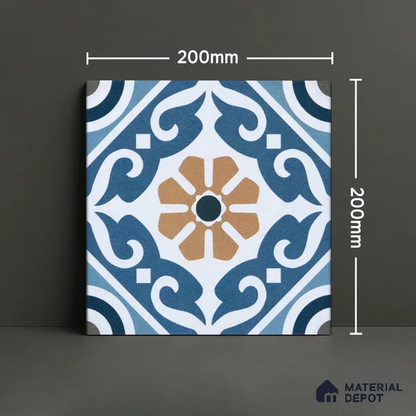 Subway Moroccan Wall & Floor Tile TL 05241 B Cuban Aspire Azul 8 x 8 inch Vitrified Matte Finish - 8 mm | Suitable for Accent / Feature Walls, Bathroom, Kitchen Wall & Backsplashes | Please Expect a Slight Variation of Pattern (Sample)