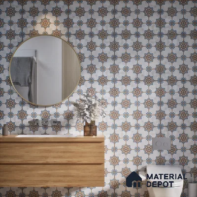 Subway Moroccan Wall & Floor Tile TL 05250 Delphi Light Lapis 8 x 8 inch Vitrified Matte Finish - 8 mm | Suitable for Accent / Feature Walls, Bathroom, Kitchen Wall & Backsplashes | Please Expect a Slight Variation of Pattern (Sample)