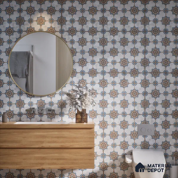 Subway Moroccan Wall & Floor Tile TL 05250 Delphi Light Lapis 8 x 8 inch Vitrified Matte Finish - 8 mm | Suitable for Accent / Feature Walls, Bathroom, Kitchen Wall & Backsplashes | Please Expect a Slight Variation of Pattern (Sample)