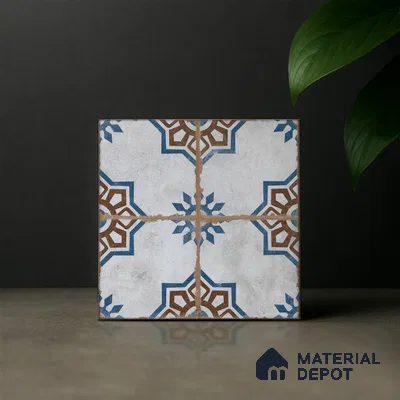 Subway Moroccan Wall & Floor Tile TL 05250 Delphi Light Lapis 8 x 8 inch Vitrified Matte Finish - 8 mm | Suitable for Accent / Feature Walls, Bathroom, Kitchen Wall & Backsplashes | Please Expect a Slight Variation of Pattern (Sample)