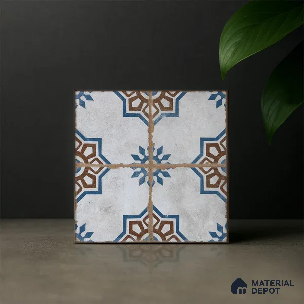 Subway Moroccan Wall & Floor Tile TL 05250 Delphi Light Lapis 8 x 8 inch Vitrified Matte Finish - 8 mm | Suitable for Accent / Feature Walls, Bathroom, Kitchen Wall & Backsplashes | Please Expect a Slight Variation of Pattern (Sample)