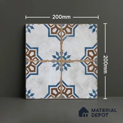 Subway Moroccan Wall & Floor Tile TL 05250 Delphi Light Lapis 8 x 8 inch Vitrified Matte Finish - 8 mm | Suitable for Accent / Feature Walls, Bathroom, Kitchen Wall & Backsplashes | Please Expect a Slight Variation of Pattern (Sample)