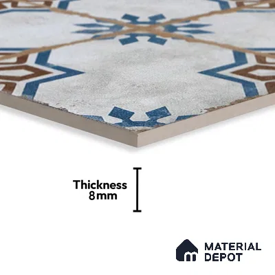 Subway Moroccan Wall & Floor Tile TL 05250 Delphi Light Lapis 8 x 8 inch Vitrified Matte Finish - 8 mm | Suitable for Accent / Feature Walls, Bathroom, Kitchen Wall & Backsplashes | Please Expect a Slight Variation of Pattern (Sample)