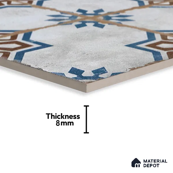 Subway Moroccan Wall & Floor Tile TL 05250 Delphi Light Lapis 8 x 8 inch Vitrified Matte Finish - 8 mm | Suitable for Accent / Feature Walls, Bathroom, Kitchen Wall & Backsplashes | Please Expect a Slight Variation of Pattern (Sample)