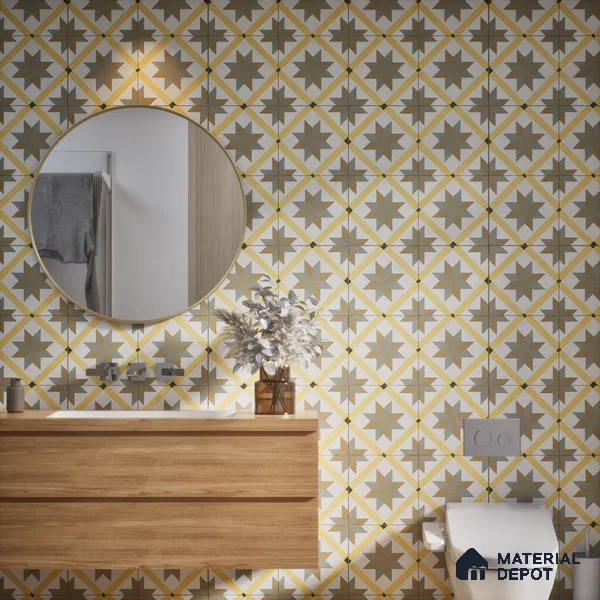 Subway Moroccan Wall & Floor Tile TL 05249 C El Greco Timeless Chic 8 x 8 inch Vitrified Matte Finish - 8 mm | Suitable for Accent / Feature Walls, Bathroom, Kitchen Wall & Backsplashes | Please Expect a Slight Variation of Pattern (Sample)