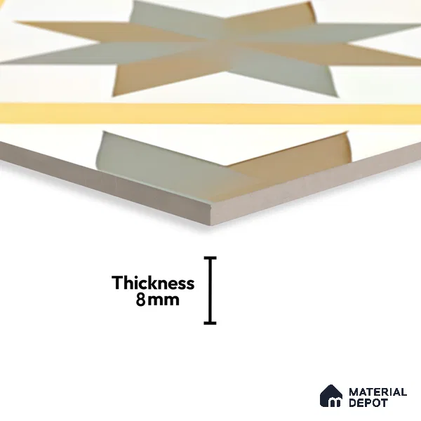 Subway Moroccan Wall & Floor Tile TL 05249 C El Greco Timeless Chic 8 x 8 inch Vitrified Matte Finish - 8 mm | Suitable for Accent / Feature Walls, Bathroom, Kitchen Wall & Backsplashes | Please Expect a Slight Variation of Pattern (Sample)